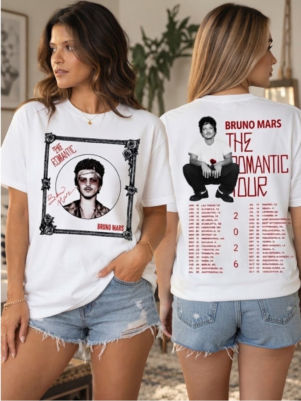 Vintage The Romantic Tour 2026 White Graphic Tee